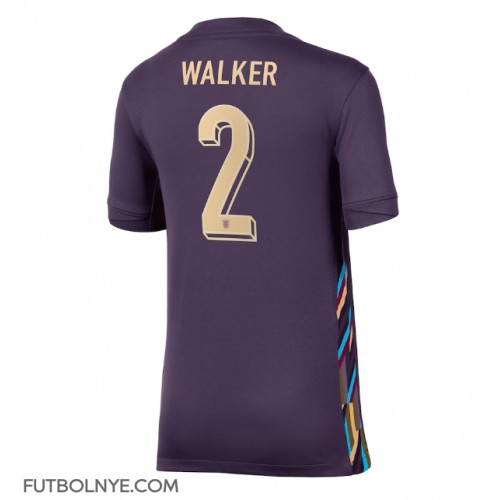 Camiseta Inglaterra Kyle Walker #2 Visitante Equipación para mujer Eurocopa 2024 manga corta